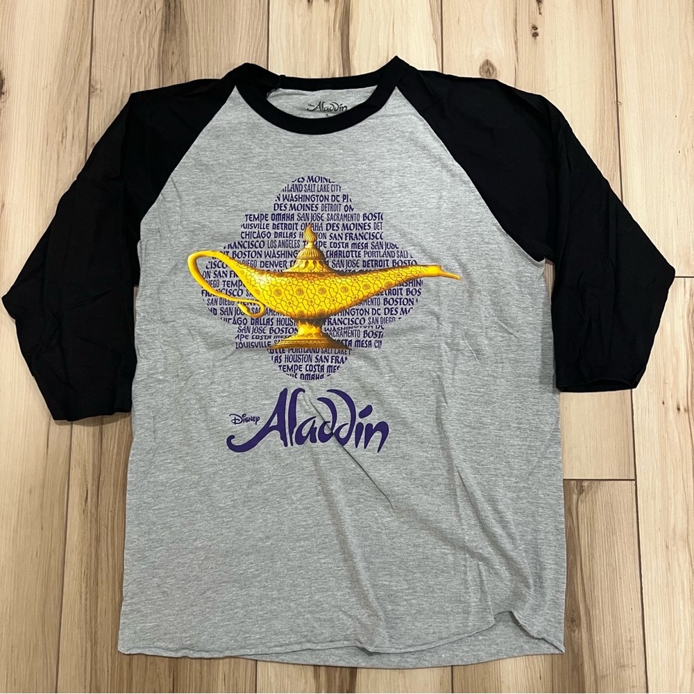 Aladdin Broadway Musical Raglan Shirt Disney Tour Cities Unisex XL